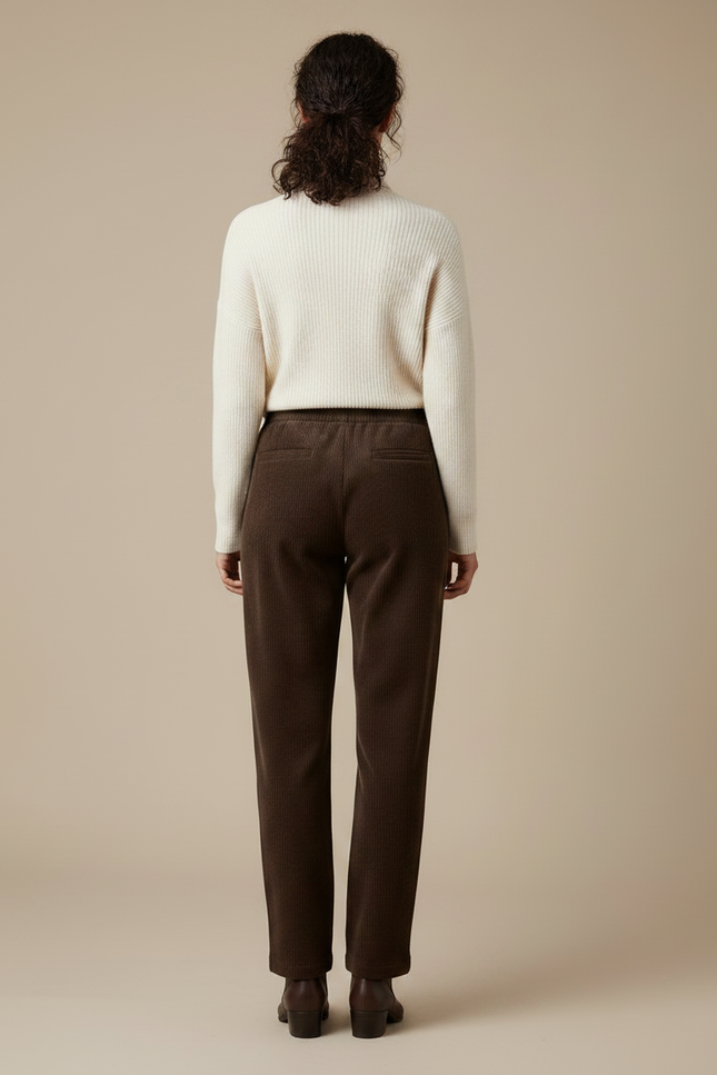 Pantalon Marron Velours Côtelé Ample Décontracté Élastique - Cordé - vue 2