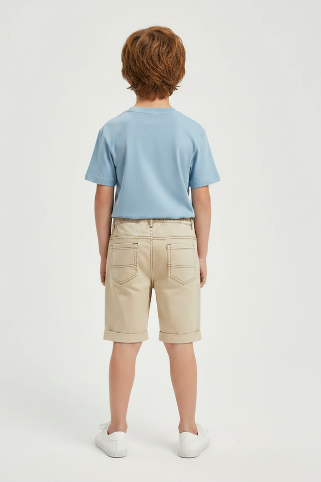 Pantalon Marron Court Coton Décontracté Garçon - Beige Jean - vue 2
