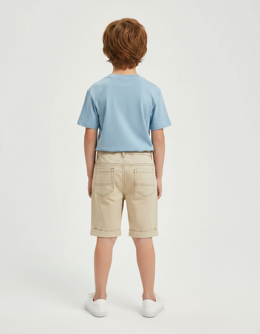 Pantalon Marron Court Coton Décontracté Garçon - Beige Jean - vue 2