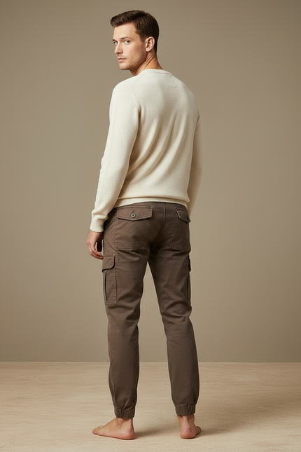 Pantalon Marron Cargo Coton Décontracté Homme - vue 2