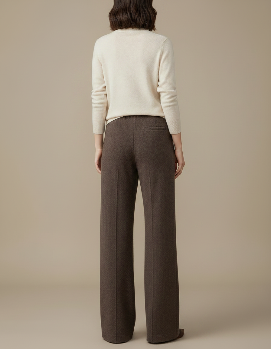 Pantalon Marron Tricoté Ample Droit Doux Chaud - Maille - vue 2