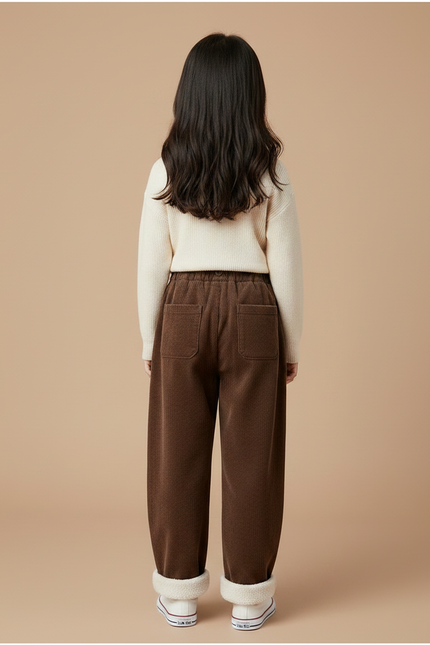 Pantalon Marron Côtelé Doux Enfant Chaud - Cordé - vue 2
