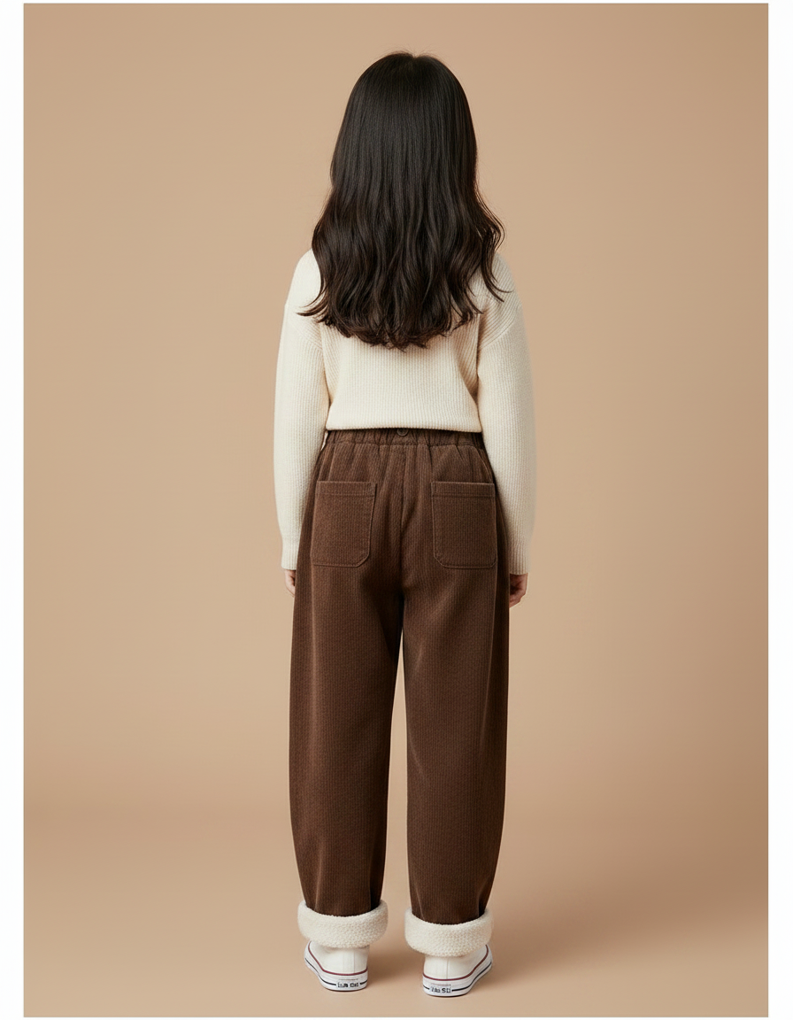 Pantalon Marron Côtelé Doux Enfant Chaud - Cordé - vue 2
