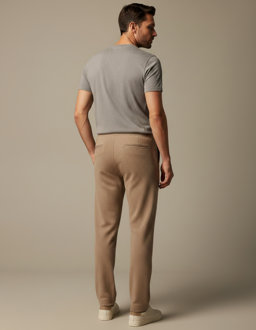 Pantalon Marron Tricoté Slim Décontracté Homme - Maille - vue 2