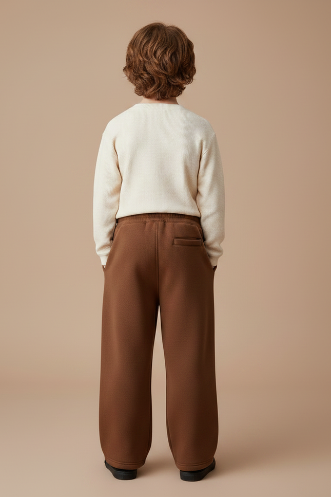 Pantalon Marron Ample Molleton Cordon Enfant - vue 2