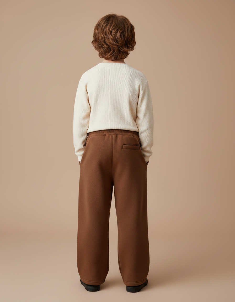 Pantalon Marron Ample Molleton Cordon Enfant - vue 2