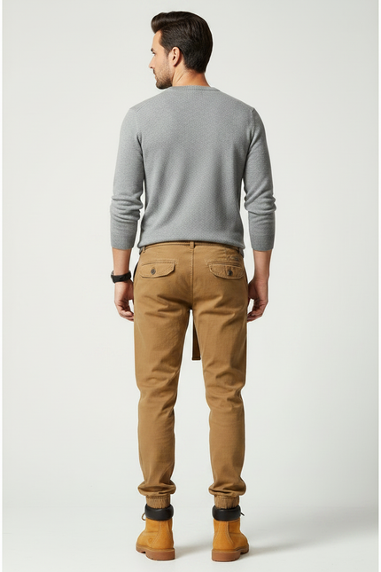 Pantalon Jogging Marron - Camel Gabardine - vue 2