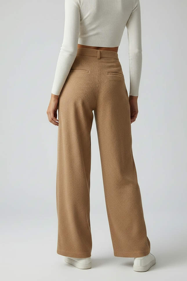 Pantalon Marron A797 - Camel Cordé - vue 2