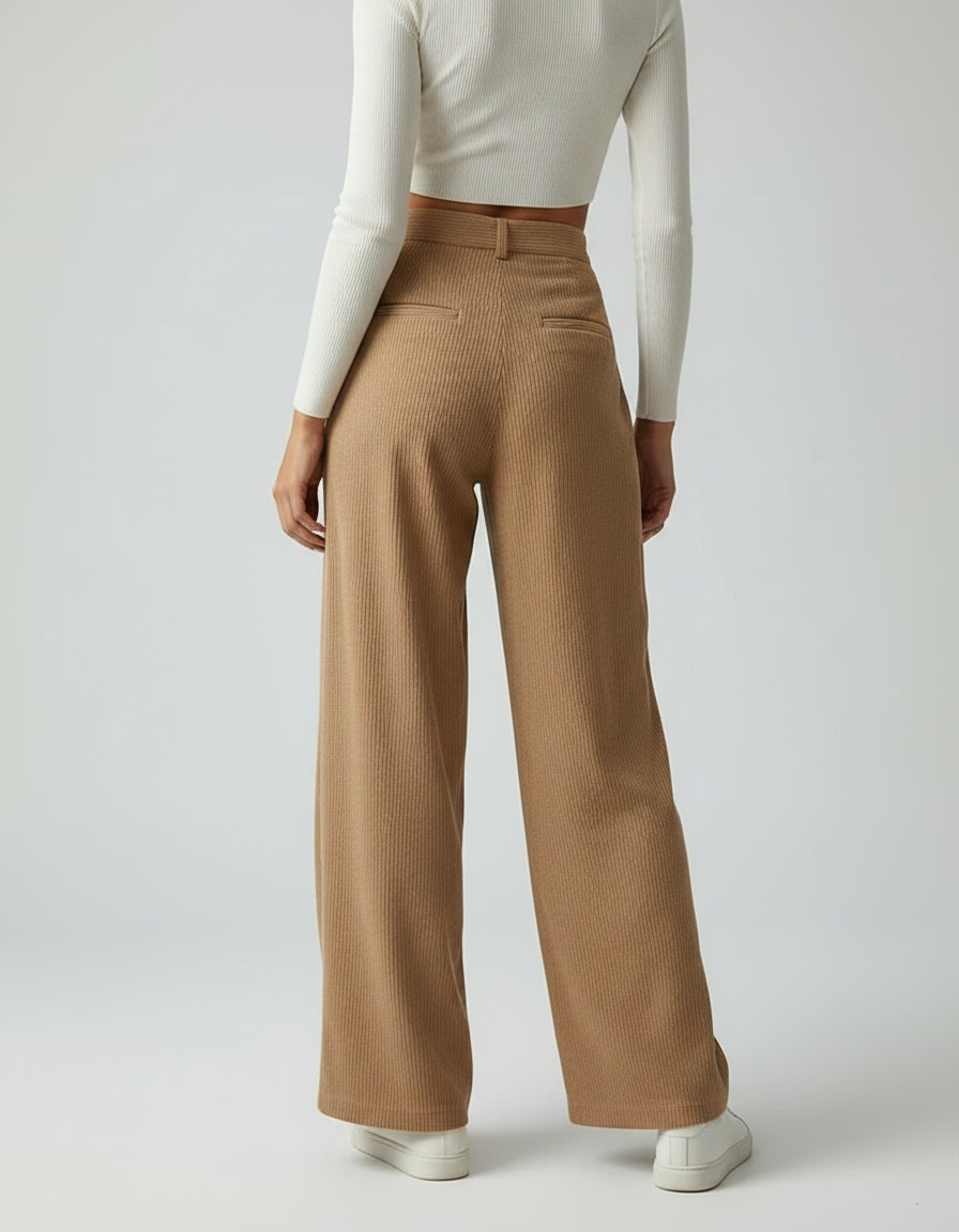 Pantalon Marron A797 - Camel Cordé - vue 2