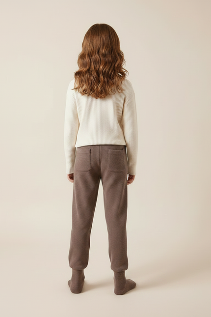 Pantalon Marron Tricoté Texturé Chaud Fille - Maille - vue 2