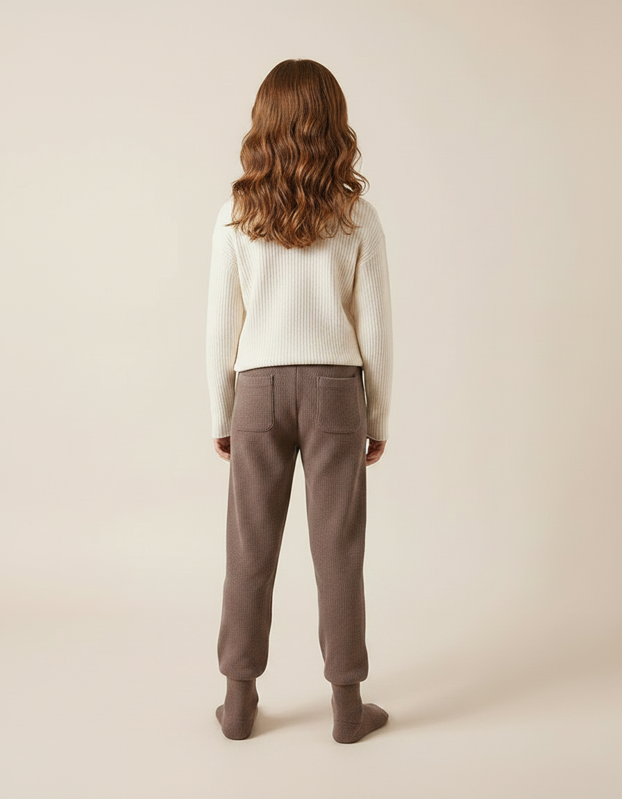 Pantalon Marron Tricoté Texturé Chaud Fille - Maille - vue 2