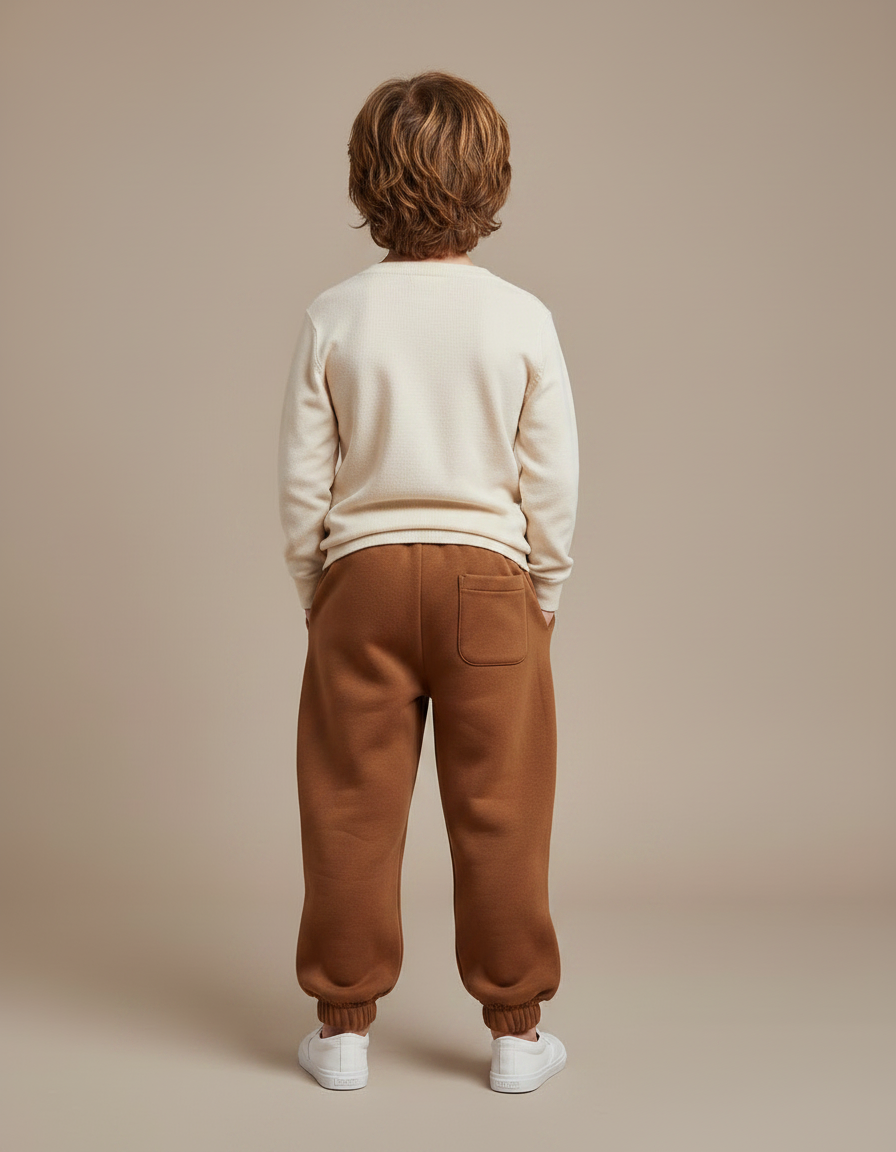 Pantalon Marron Enfant Molleton Ample Décontracté - vue 2