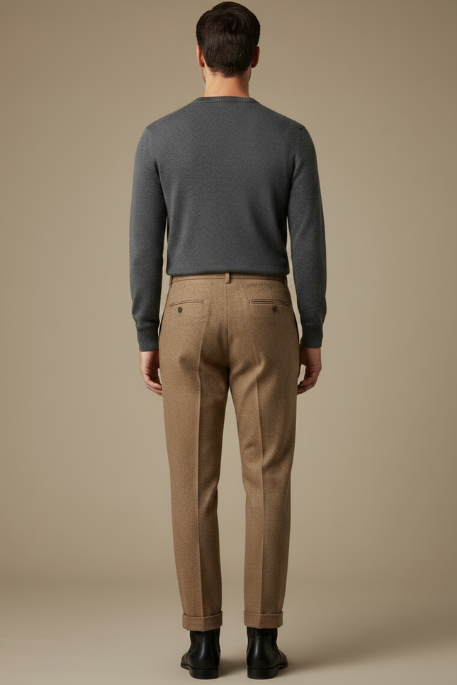 Pantalon Tweed Marron Homme - vue 2