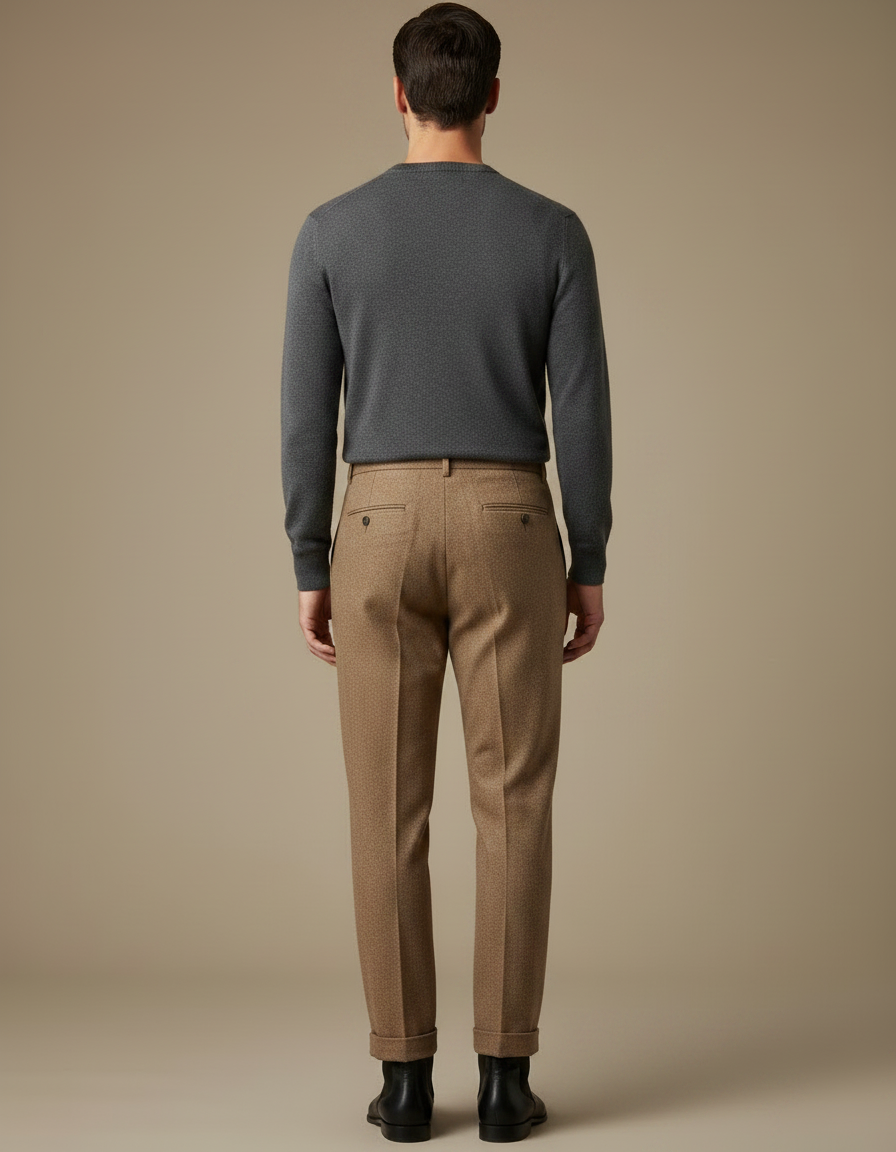 Pantalon Tweed Marron Homme - vue 2