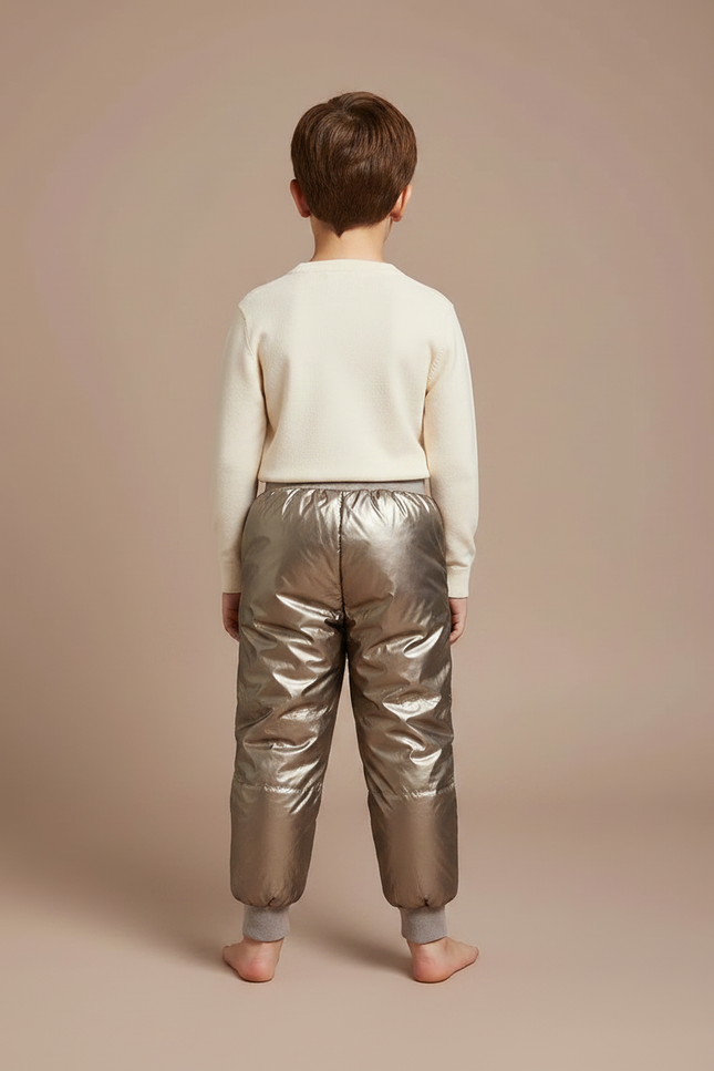 Pantalon Marron Brillant Matelassé Imperméable Hiver Enfant - Doré Polyester - vue 2