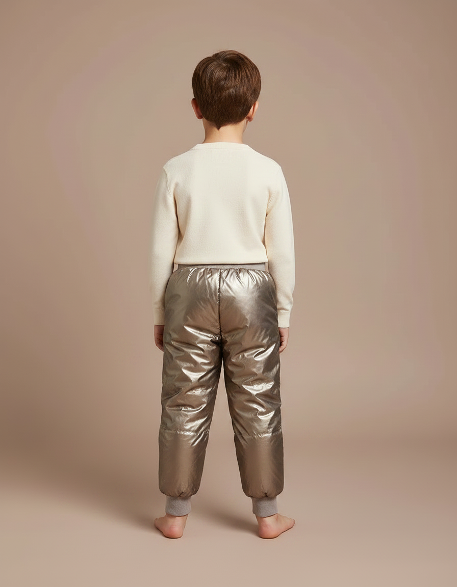 Pantalon Marron Brillant Matelassé Imperméable Hiver Enfant - Doré Polyester - vue 2