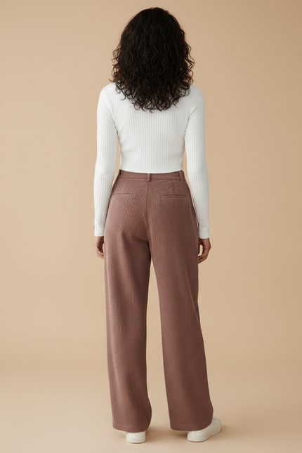 Pantalon Marron Glacé Femme - Cordé - vue 2