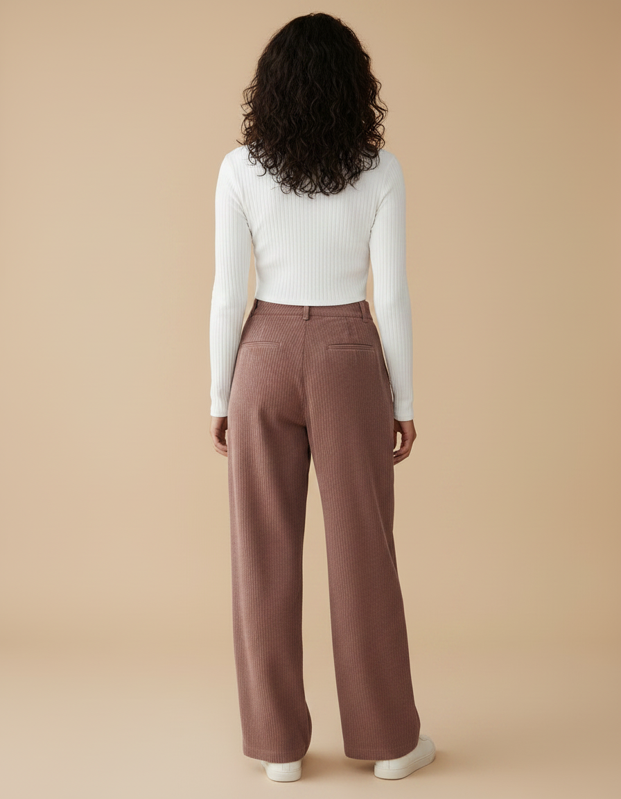 Pantalon Marron Glacé Femme - Cordé - vue 2