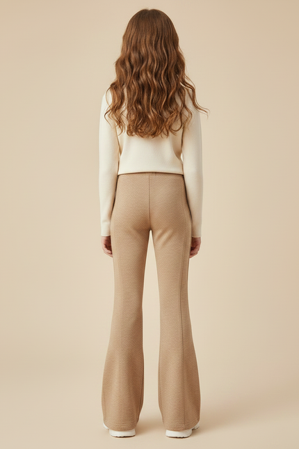 Pantalon Marron Flare Taille Haute Élasthanne Casual Fille - Molleton - vue 2
