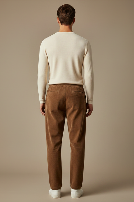Pantalon Marron Côtelé Droit Décontracté Cordon Homme - Cordé - vue 2