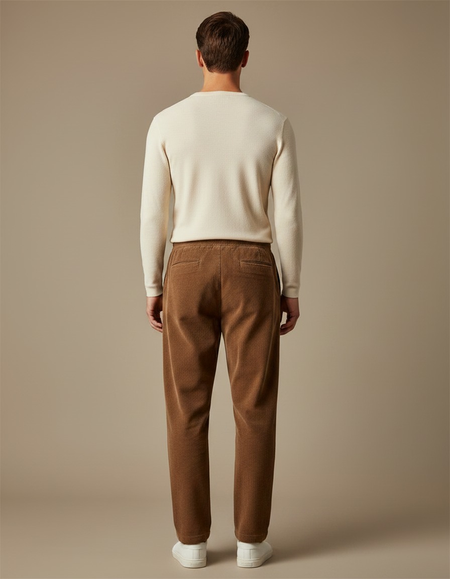 Pantalon Marron Côtelé Droit Décontracté Cordon Homme - Cordé - vue 2