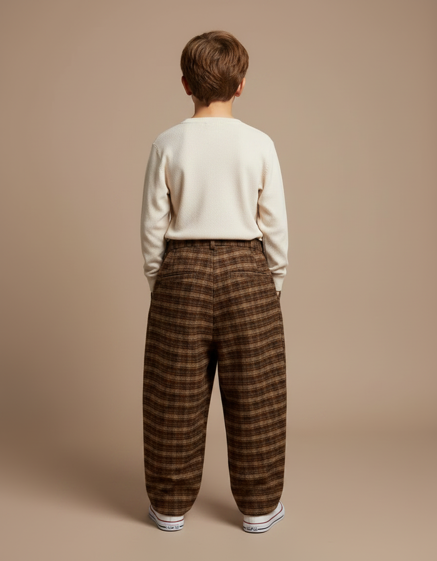 Pantalon Carreaux Marron - Tweed - vue 2