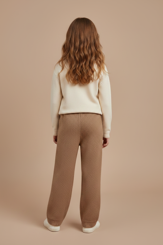 Pantalon Marron Tricoté Large Confortable Enfant - Maille - vue 2