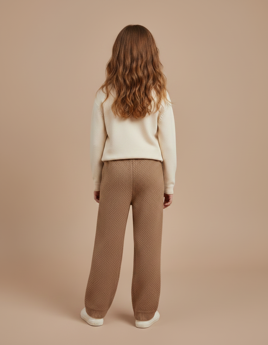 Pantalon Marron Tricoté Large Confortable Enfant - Maille - vue 2