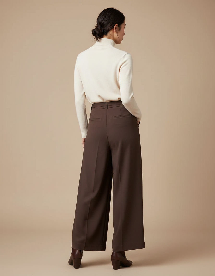 Pantalon Paper Bag Marron - Polyester - vue 2