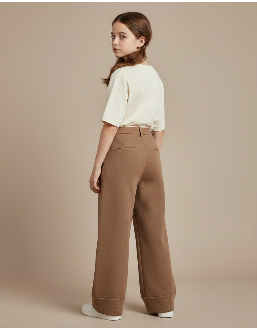 Pantalon Marron Ample Droit Élégant Décontracté - Laine - vue 2