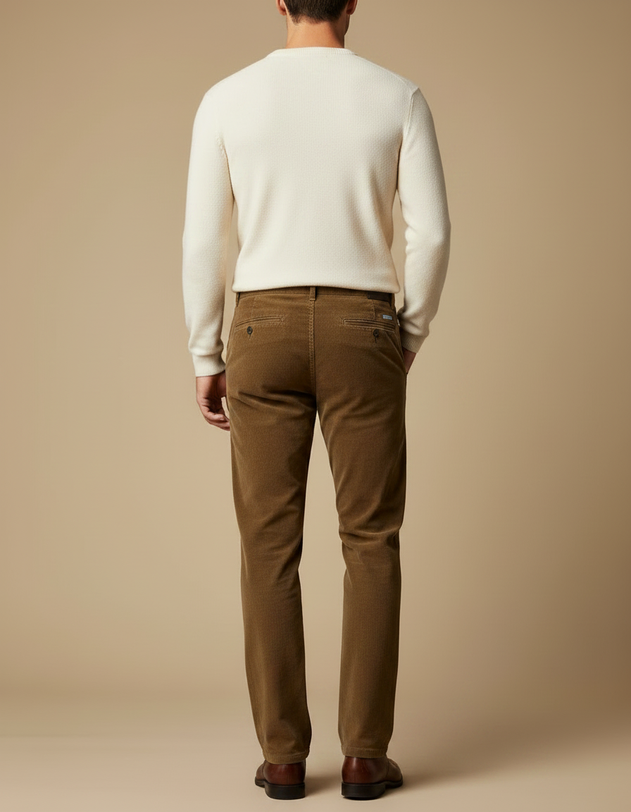Pantalon Marron F01a - Cordé - vue 2