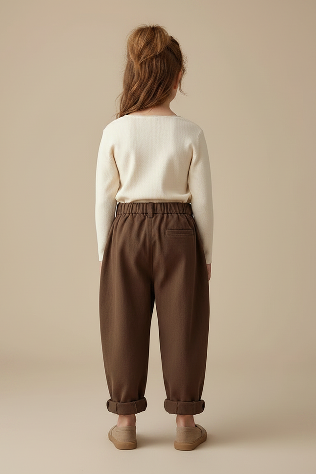 Pantalon Marron Ample Décontracté Coton Enfant - vue 2