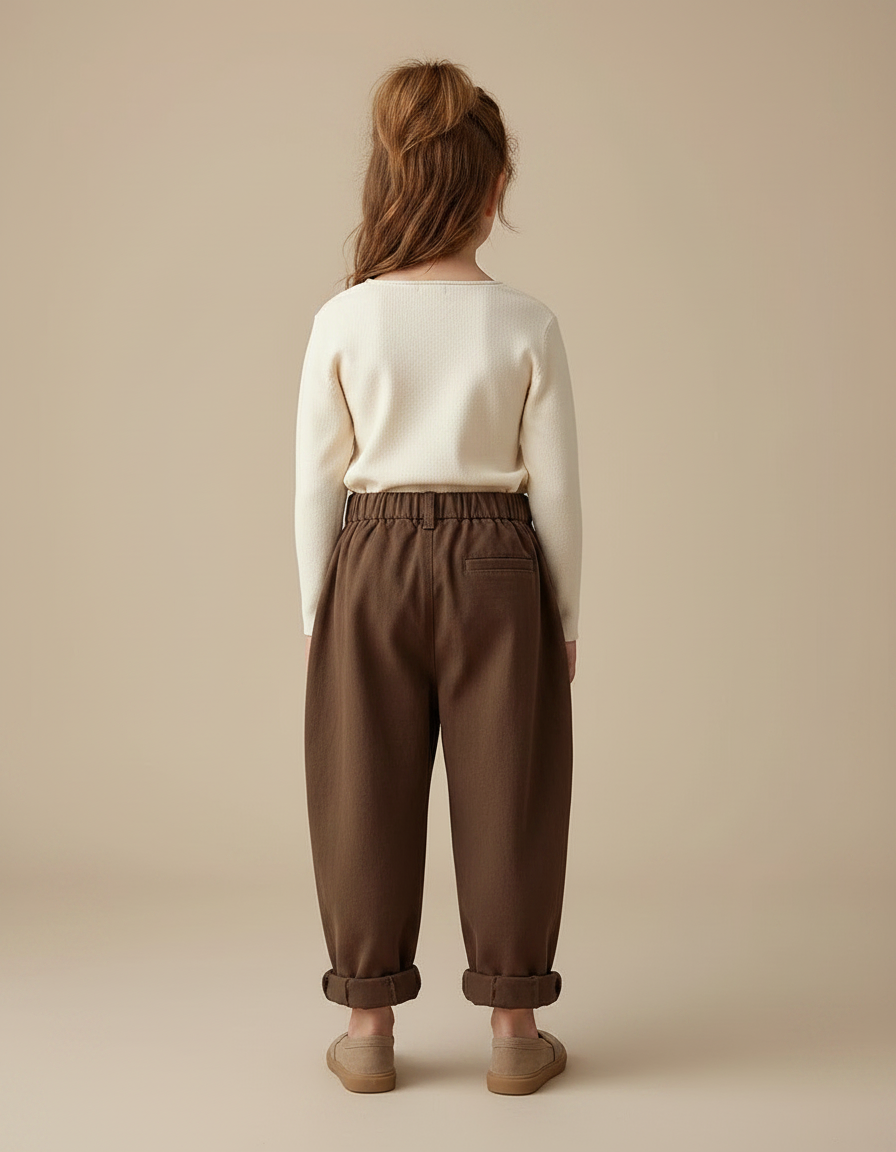 Pantalon Marron Ample Décontracté Coton Enfant - vue 2