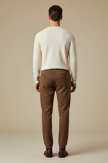 Pantalon Marron Décontracté Cordon Élastique Confortable - Molleton - vue 2