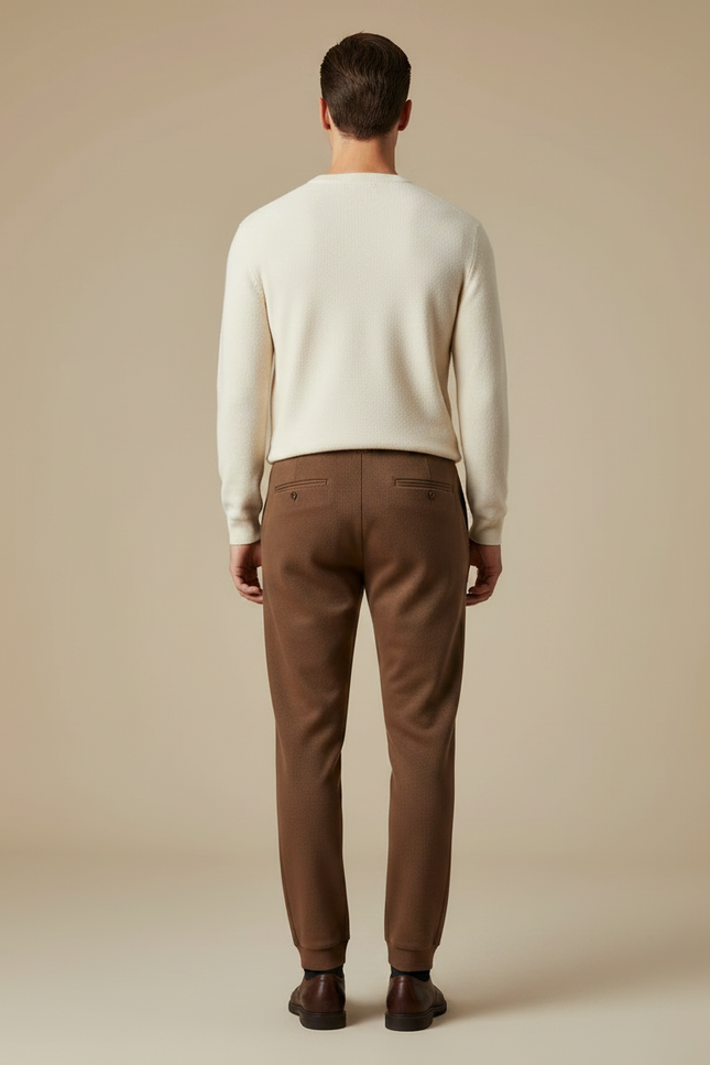 Pantalon Marron Décontracté Cordon Élastique Confortable - Molleton - vue 2
