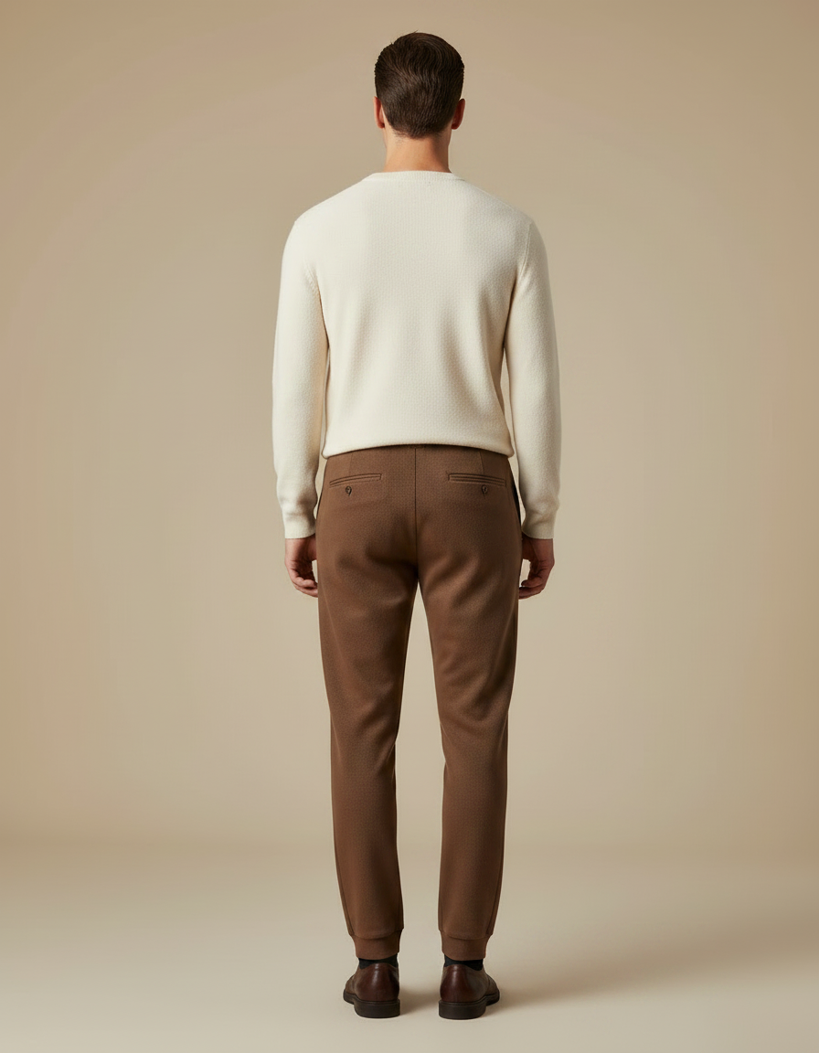 Pantalon Marron Décontracté Cordon Élastique Confortable - Molleton - vue 2