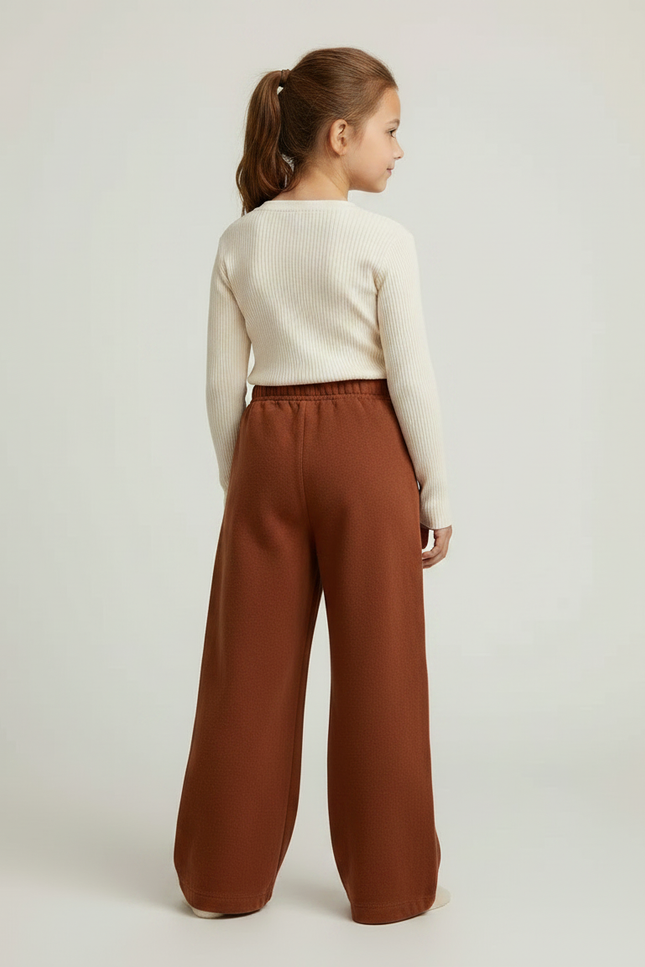 Pantalon Marron Ample Droit Confortable Enfant - Molleton - vue 2