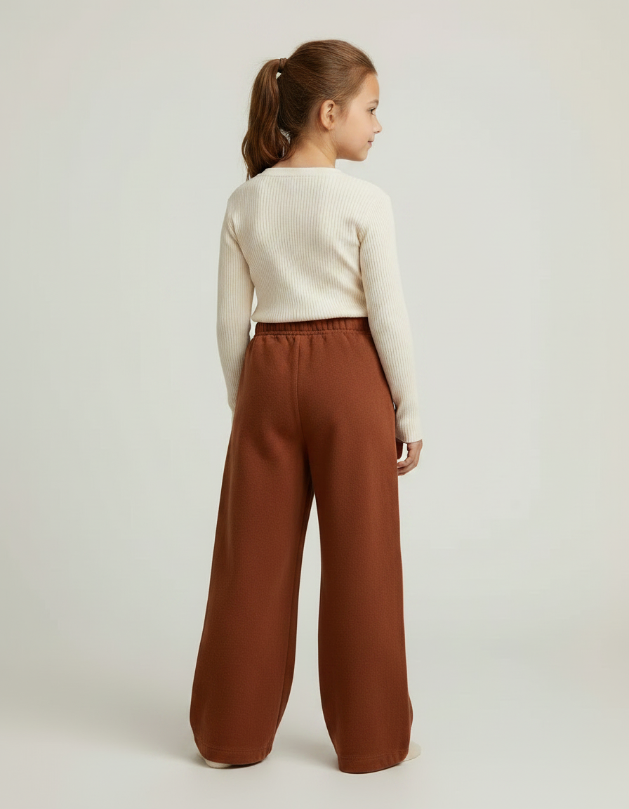 Pantalon Marron Ample Droit Confortable Enfant - Molleton - vue 2
