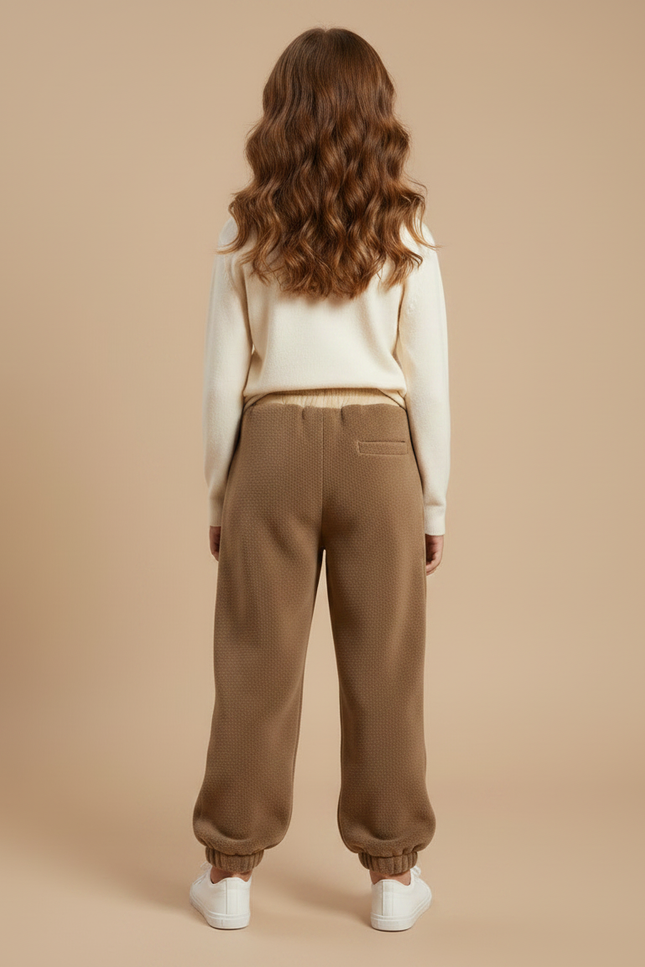Pantalon Marron Ample Molletonné Enfant Brodé - vue 2