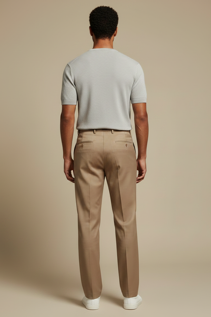 Pantalon Marron Droit Classique Élégant Homme Business - Gabardine - vue 2
