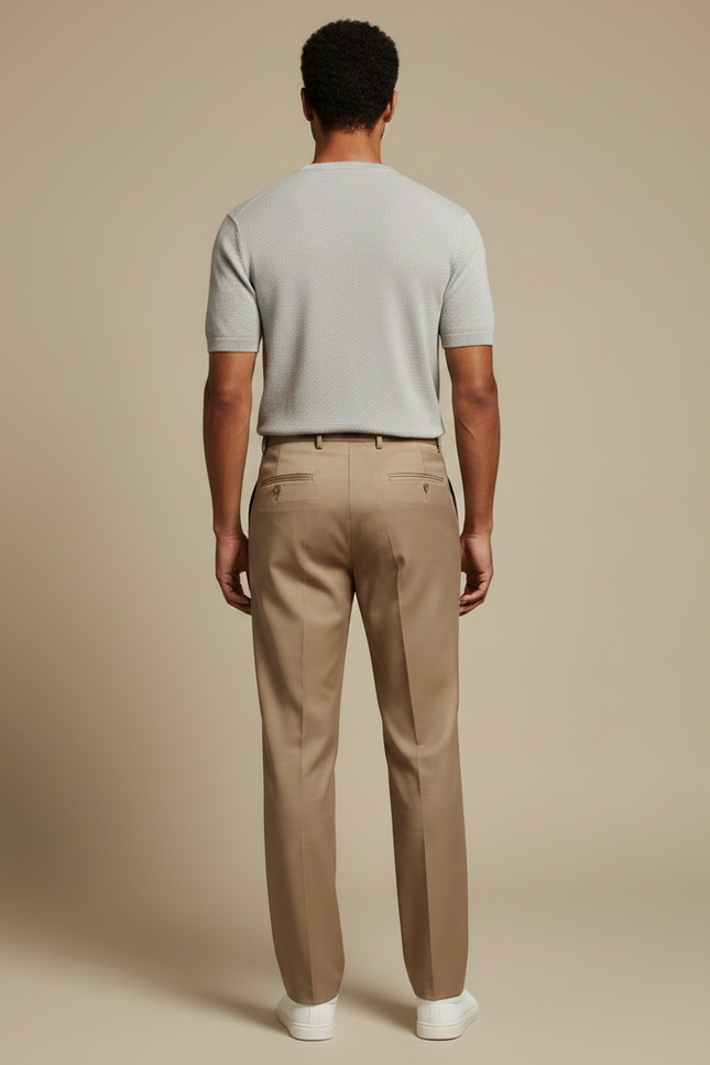 Pantalon Marron Droit Classique Élégant Homme Business - Gabardine - vue 2
