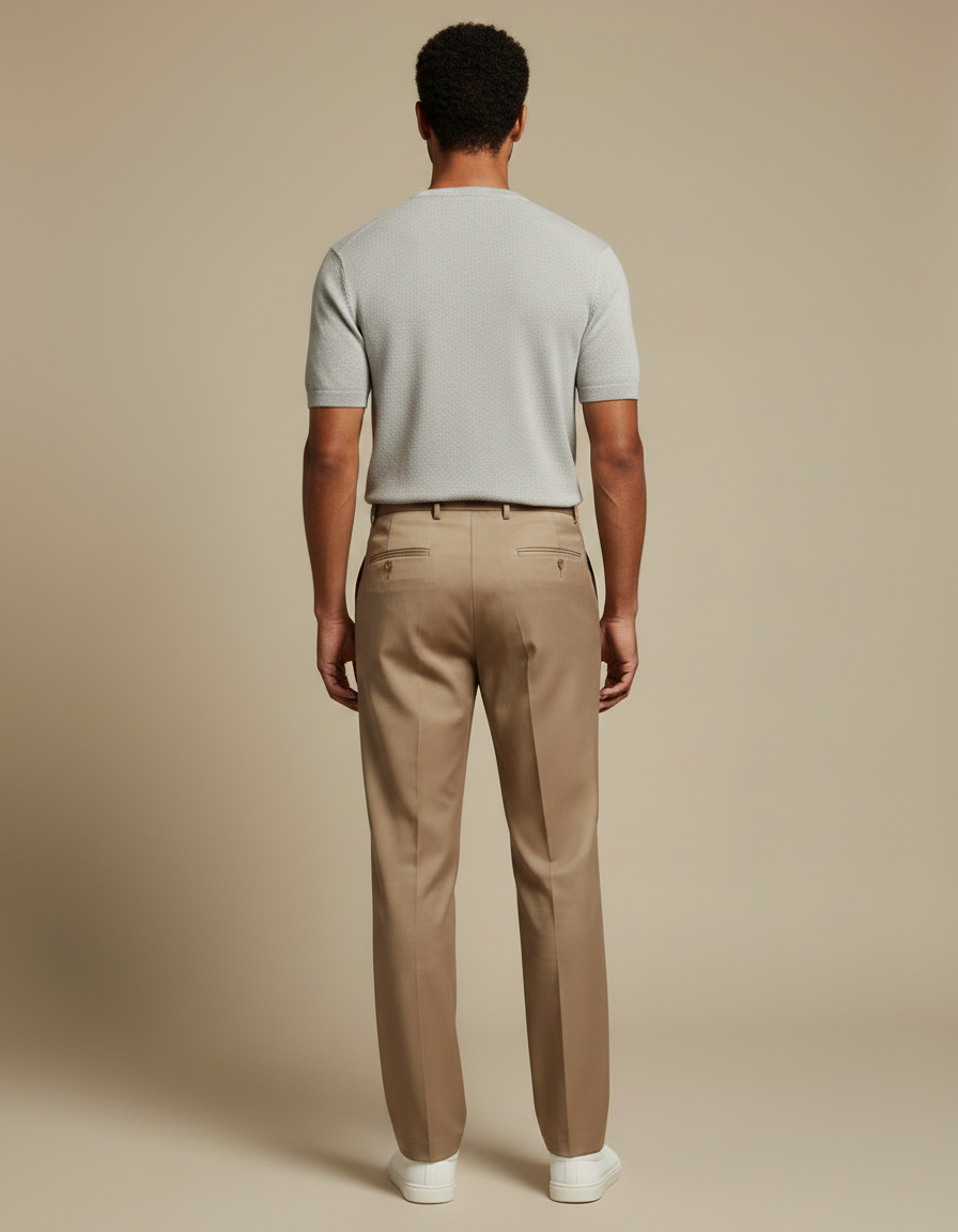 Pantalon Marron Droit Classique Élégant Homme Business - Gabardine - vue 2