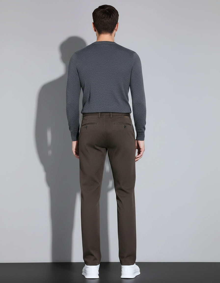 Pantalon Chino Marron - Gabardine - vue 2