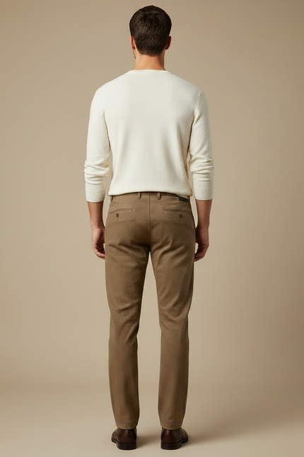 Pantalon Marron Business Slim Laine Décontracté Élégant - vue 2