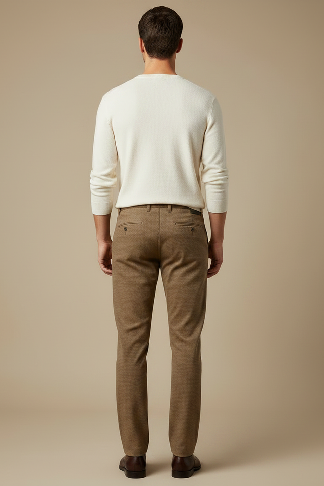 Pantalon Marron Business Slim Laine Décontracté Élégant - vue 2