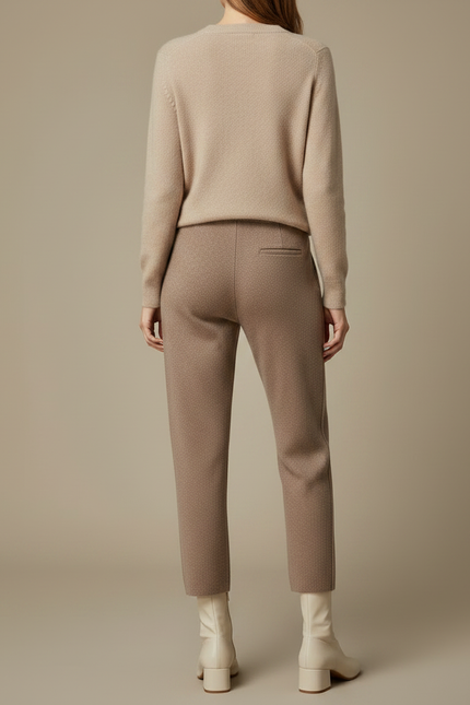 Pantalon Marron Cachemire Chaud Décontracté Cordon Femme - Laine - vue 2