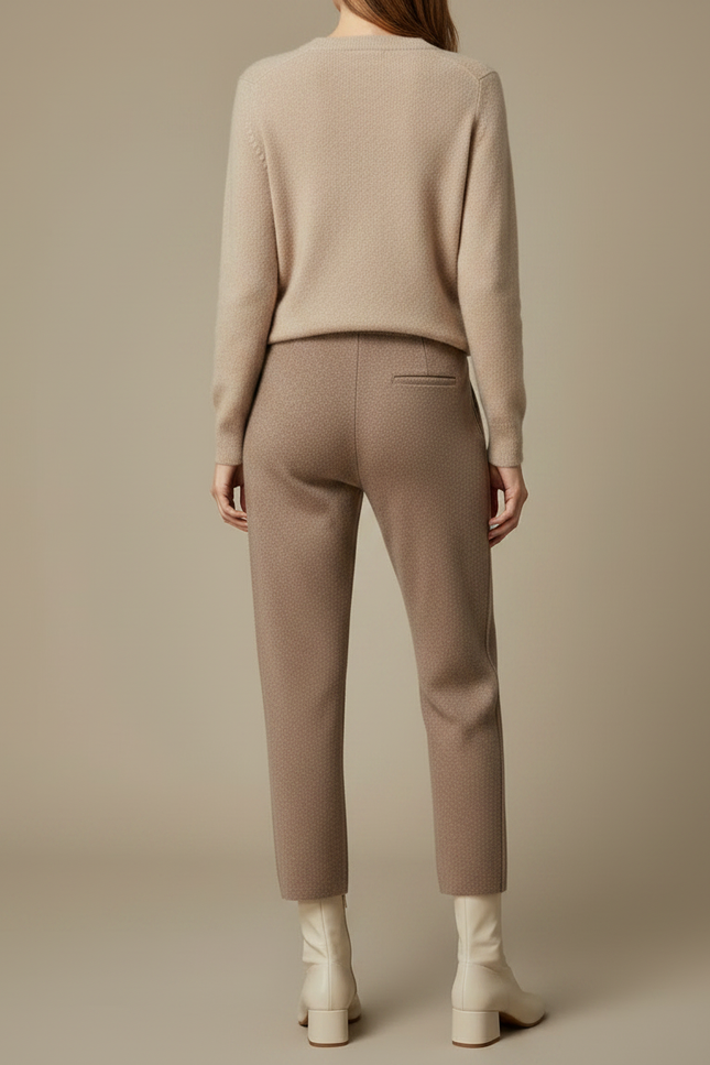 Pantalon Marron Cachemire Chaud Décontracté Cordon Femme - Laine - vue 2