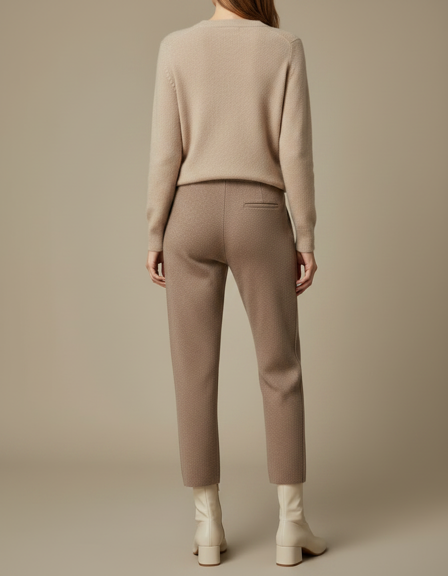 Pantalon Marron Cachemire Chaud Décontracté Cordon Femme - Laine - vue 2
