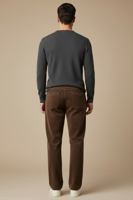 Pantalon Marron Côtelé Droit Cordon Décontracté Homme - Cordé - vue 2