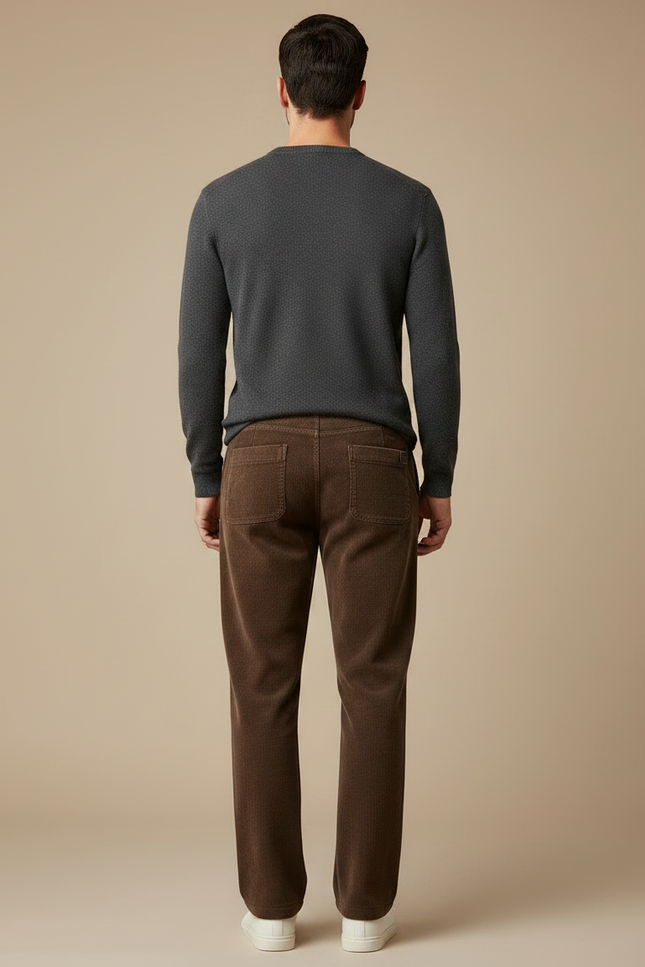 Pantalon Marron Côtelé Droit Cordon Décontracté Homme - Cordé - vue 2